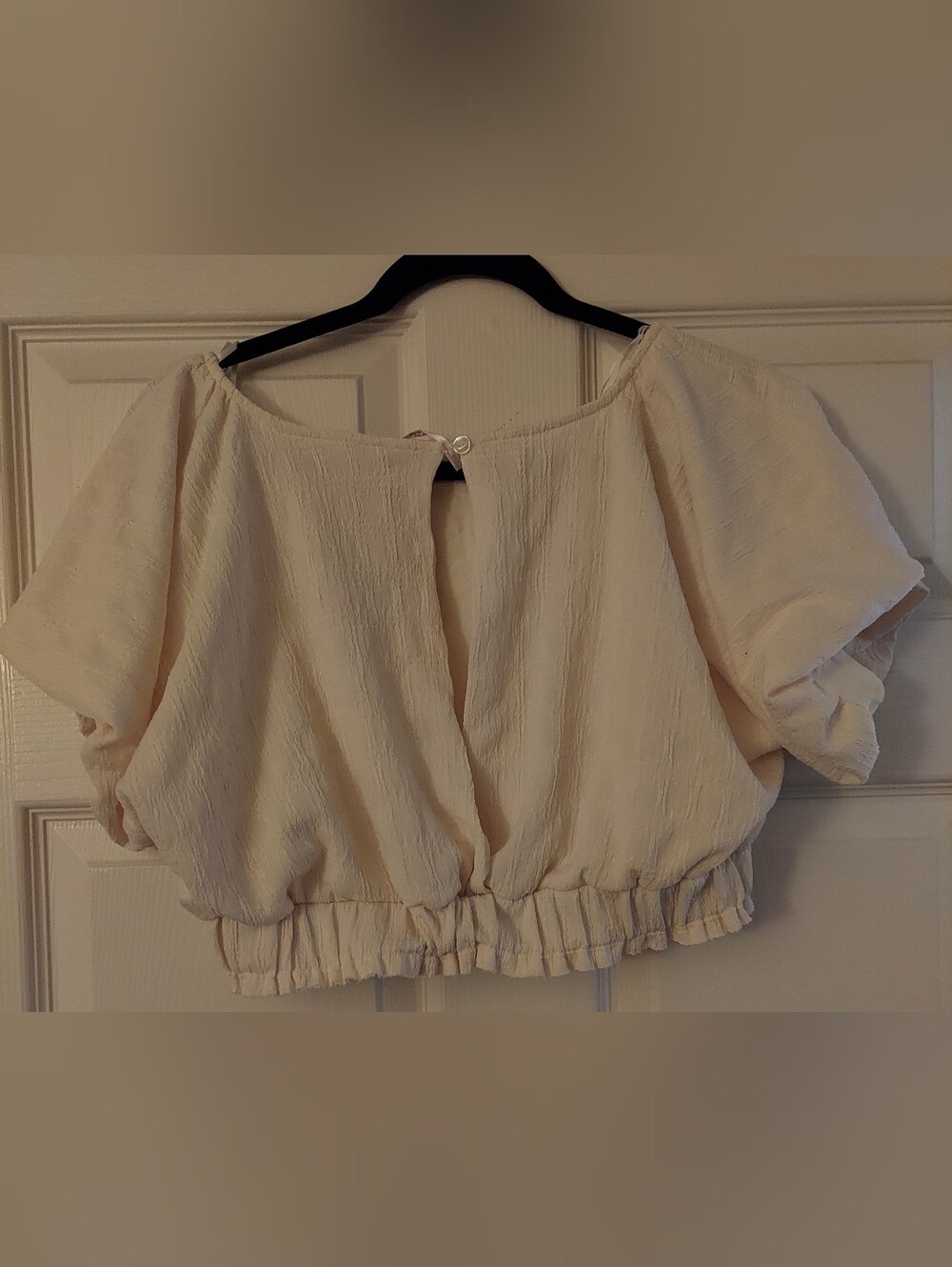 Free People Cream Textured Elastic-Hem Crop Top Skirt Set. Size Medium. Set-600